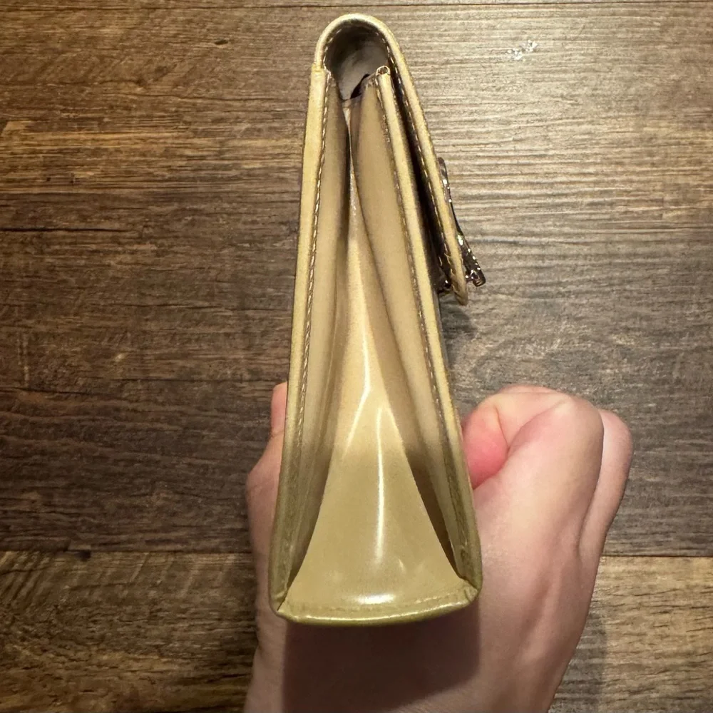 Salvatore Ferragamo Tan Leather Pouch/Clutch with Silver Hardware